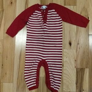 Christmas 6-9 month red & off white striped outfit